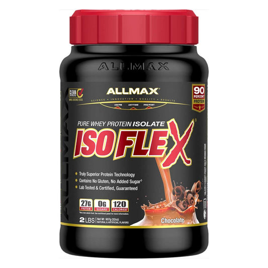 ALLMAX ISOFLEX Whey Protein Isolate, Chocolate - 2 lb - 27 Grams of Protein Per Scoop - Zero Fat & Sugar - 99% Lactose Free - Gluten Free & Soy Free - Approx. 30 Servings