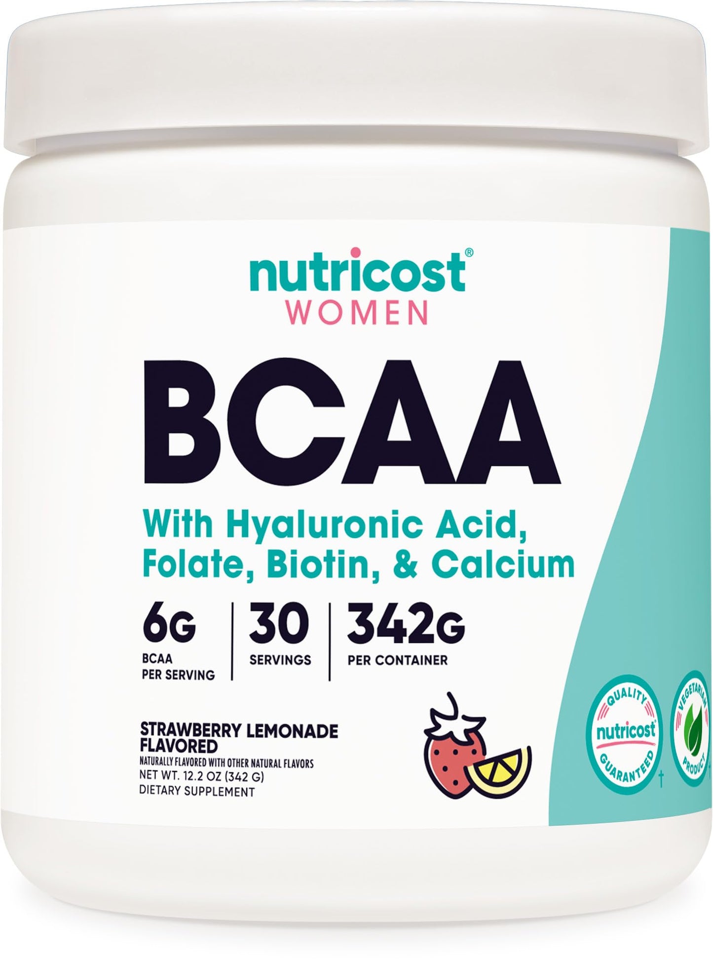 Nutricost BCAA for Women (Strawberry Lemonade, 30 Servings) - Formulated Specifically for Women - Non-GMO and Gluten-Free