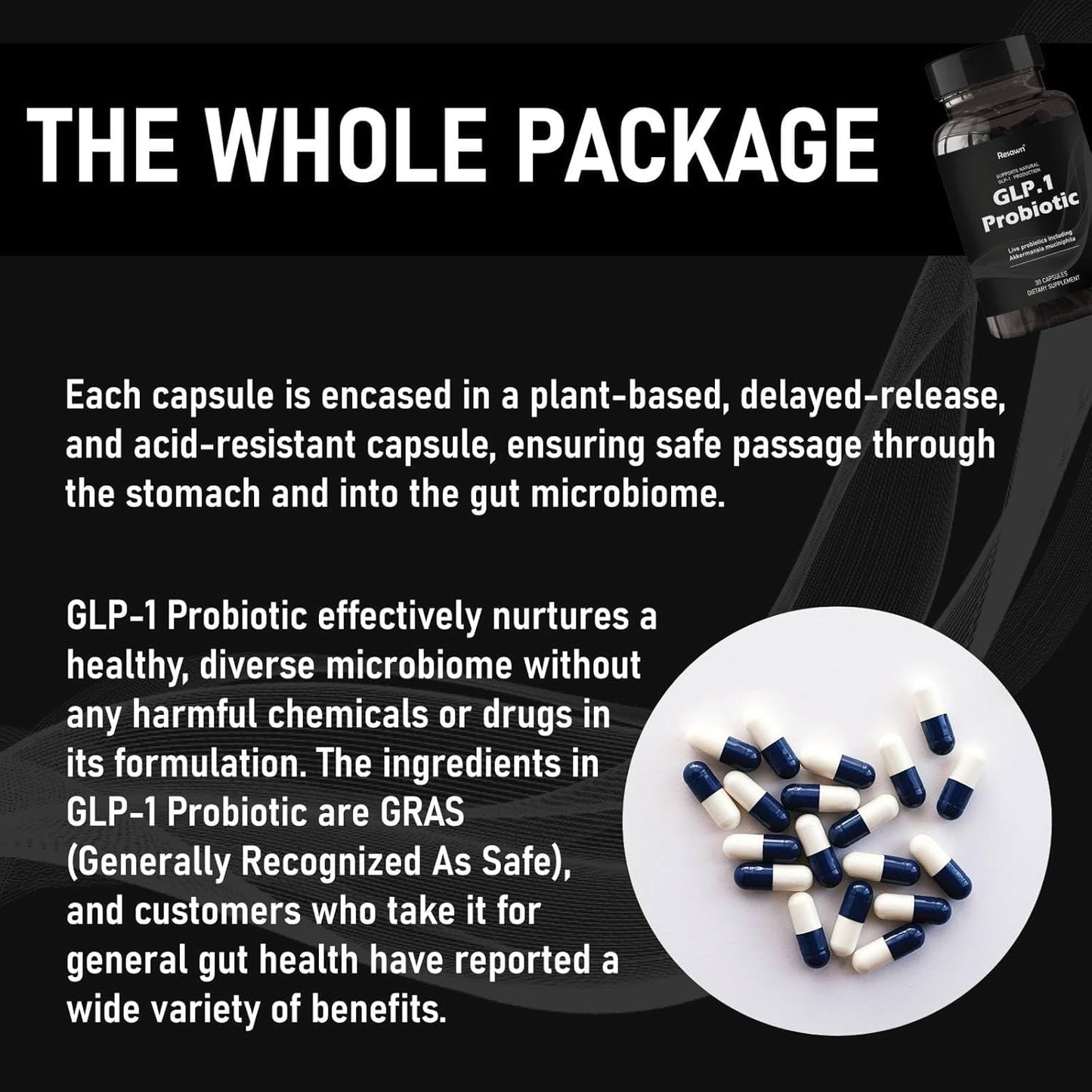 MAPUG GLP-1 Probiotic 30 Capsules - 500M AFU Multi-Strain Probiotic + Prebiotic, Naturally Support GLP-1 Production & Curb Appetite, Delayed Release, Third-Party Tested, for Men & Women (1-Pack)