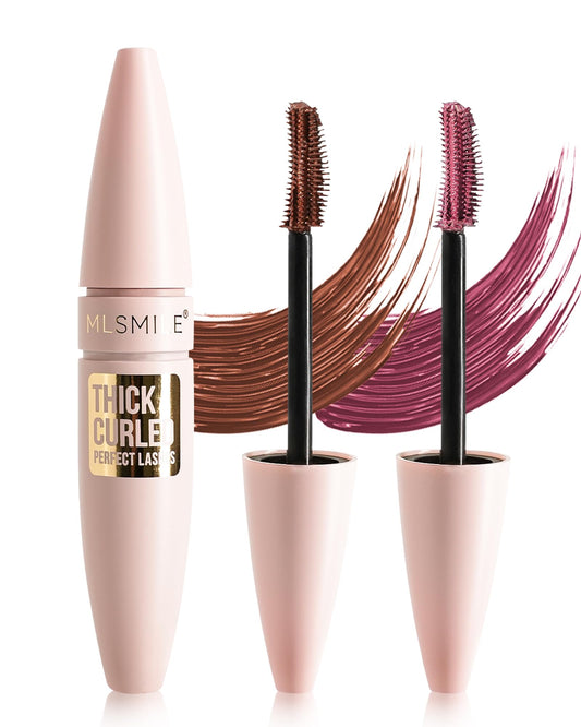 Brown+Burgundy Waterproof Mascara, Lash Extension Mascara with Dual-Sided Brush, Great for Lengthening and Volumizing Eyelashes, Colored Tube Máscara No Clumping, Long Wear, Smudge-Proof-E