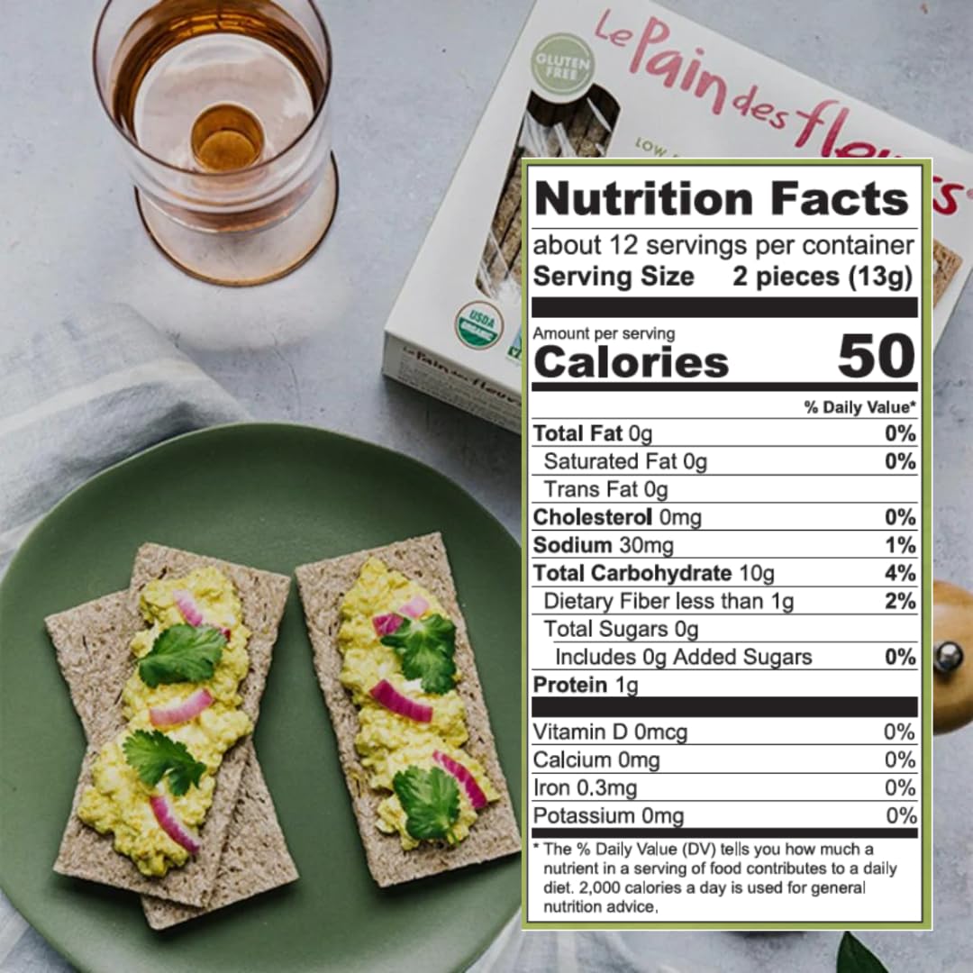 Le Pain Des Fleurs Organic Buckwheat Crispbread  Low Sodium Low Fat Vegan Crackers 6 Pack of 53 oz Boxes