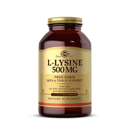Solgar L-Lysine 500 mg, 250 Vegetable Capsules - Enhanced Absorption & Assimilation - Promotes Integrity of Skin & Lips - Collagen Support - Amino Acids - Non-GMO, Vegan, Gluten Free
