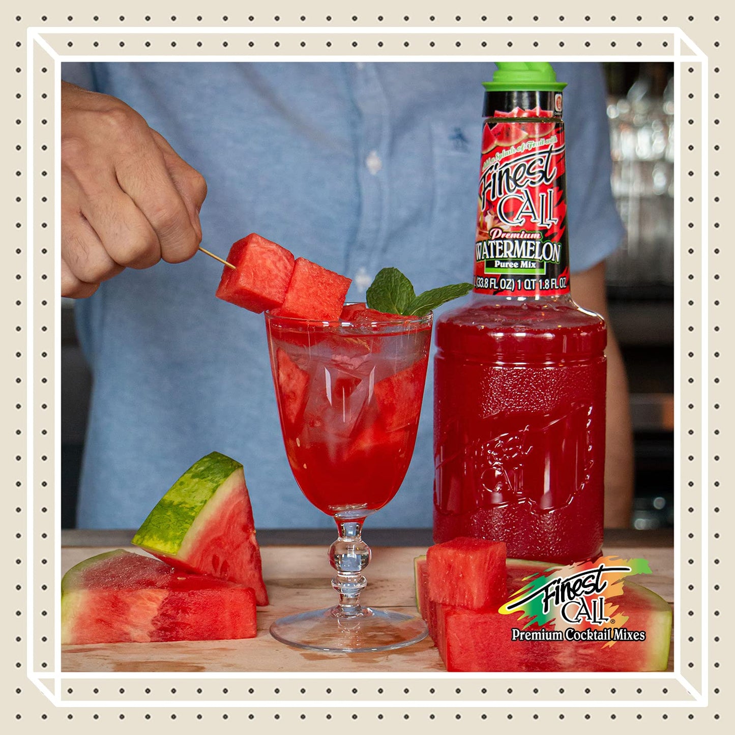 Finest Call Premium Watermelon Fruit Puree Drink Mix 1 Liter Bottle 338 Fl Oz Individually Boxed