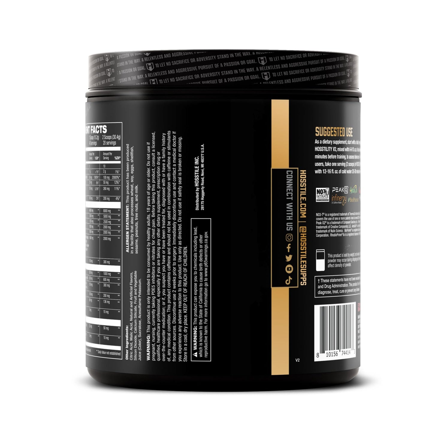 HOSSTILE Hosstility V2 Pre Workout, All-in-One Pre Workout Powder for Men and Women, Enhance Muscle Pump, Increase Energy, Boost Strength, Sharpen Focus, Grape Apple, 40 Servings