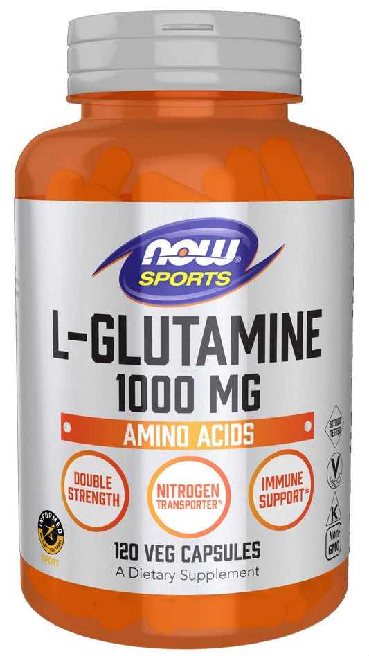 NOW Foods Sports Nutrition, L-Glutamine, Double Strength 1,000 mg, Amino Acid, 120 Veg Capsules