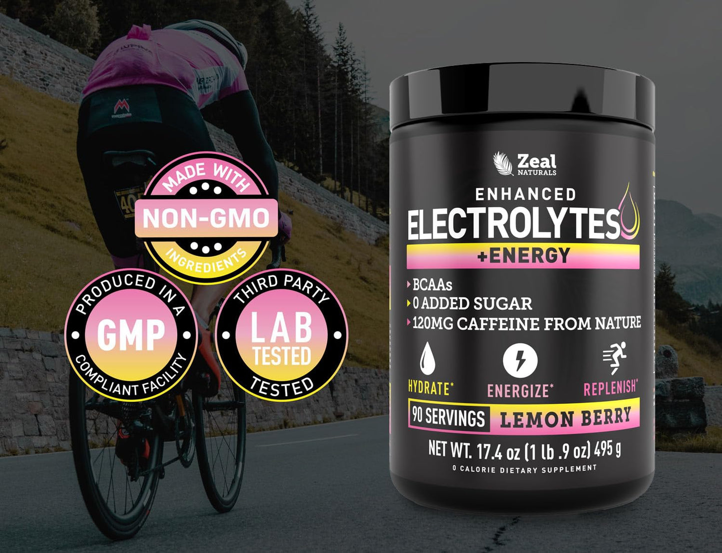 Véla Pre-Workout Electrolyte + Energy Powder Drink Mix (90 Servings | Lemon Berry) w/ 0 Sugar +BCAAs +B-Vitamins Electrolyte Supplement w Potassium Zinc & Magnesium for Hydration - Keto Electrolytes