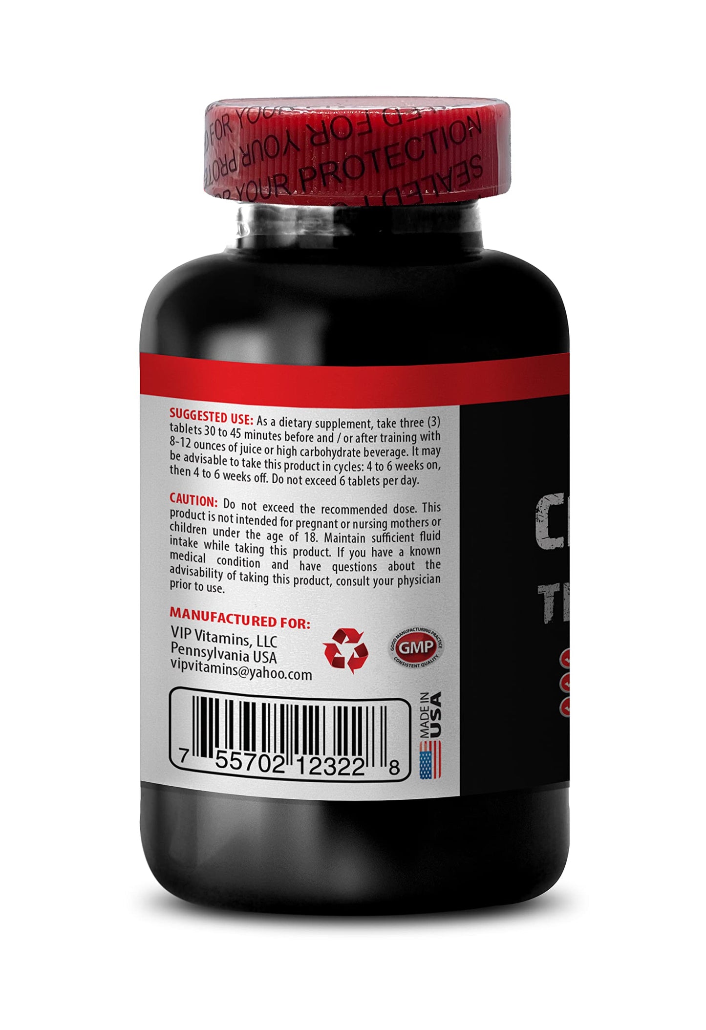 VIP VITAMINS Muscle gain Supplements for Men - CREATINE TRI-Phase 5000 - creatine hcl - 1 Bottle (90 Tablets)