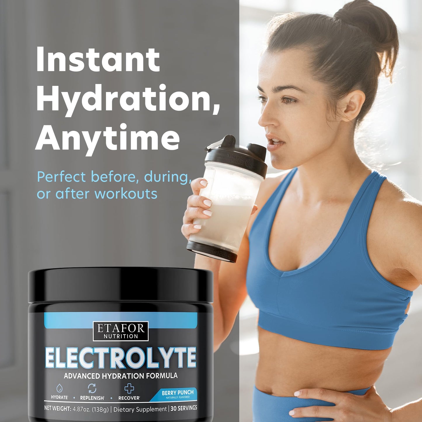 ETAFOR Electrolytes Powder - Electrolyte Drinks for Hydration, Vitality, Immunity and Endurance - Hydration Powder with Vitamins, Calcium, Magnesium, Manganese and Zinc - Hydrating Drinks 30 Servings