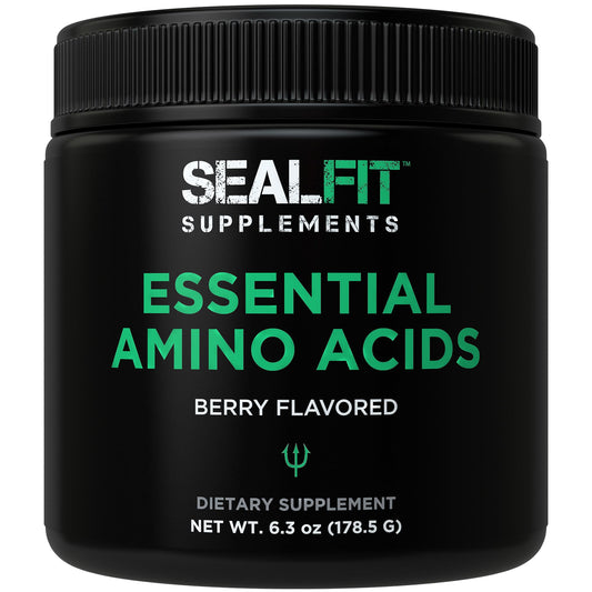 SEALFIT Essential Amino Acids Pre + During + Post Workout Powder. EAA + BCAA Aminos Supplement for Energy, Muscle Growth, and Recovery. EAAs and BCAAs Preworkout for Men & Women. Perfect Berry Flavor