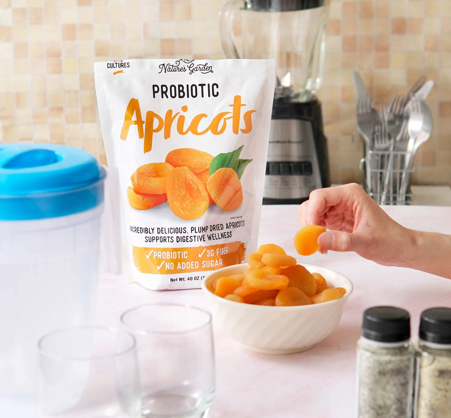 Natures Garden Probiotic Apricots  Probiotic Dried Fruit Plump Dried Apricots No Added Sugar GlutenFree DairyFree Vegan  Bulk 40 Oz Bag Pack of 2
