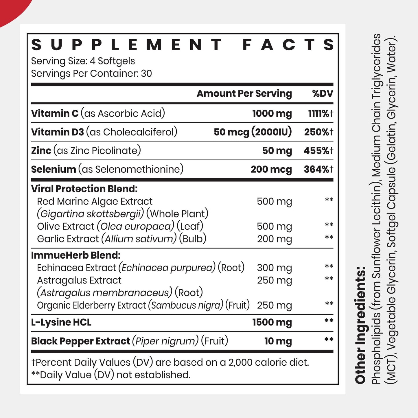 CyberCerix Advanced Liposomal Immune Supplement, Complex with L-Lysine 1,500mg, Vitamins, Minerals & Herbal Extracts, Comprehensive Daily Wellness Blend for Men & Women - 120 Capsules