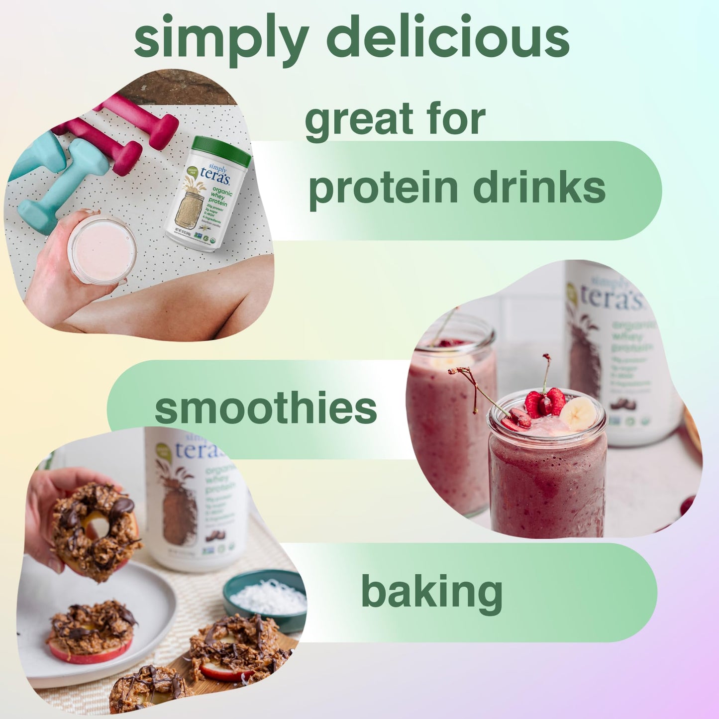 Simply Tera's Organic Whey Protein Powder - Grass Fed Whey Protein Powder Without Artificial Sweeteners, Unflavored Protein Powder, Non-GMO, Kosher, Gluten-Free - Plain Unsweetened 12 Oz