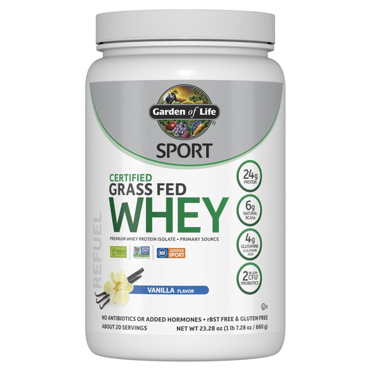 Garden Of Life, Protein Powder Sport Whey Grass Fed Vanilla, 23 Ounce