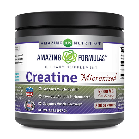 Amazing Formulas Micronized Creatine Monohydrate Supplement | 5000 Mg | Non-GMO | Gluten Free | Made in USA (2.2 Lb, Unflavored)