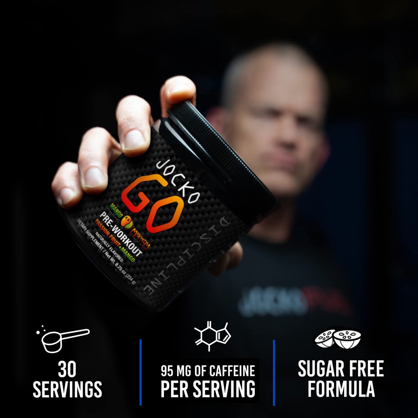 Jocko Fuel Pre Workout Powder with L-Citrulline, Nootropic & Caffeine for Endurance & Stamina - Keto, Sugar Free Blend for Distance Running, Cycling, Jiu Jitsu - 30 Servings (Mango)