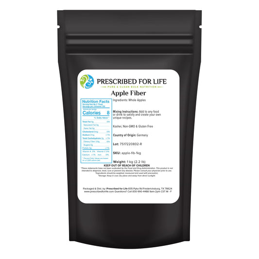 Prescribed For Life Apple Fiber Powder, Natural Apple Pectin Fiber Supplement for Digestive Health, Vegan, Non GMO, Gluten Free (1kg / 2.2lb)