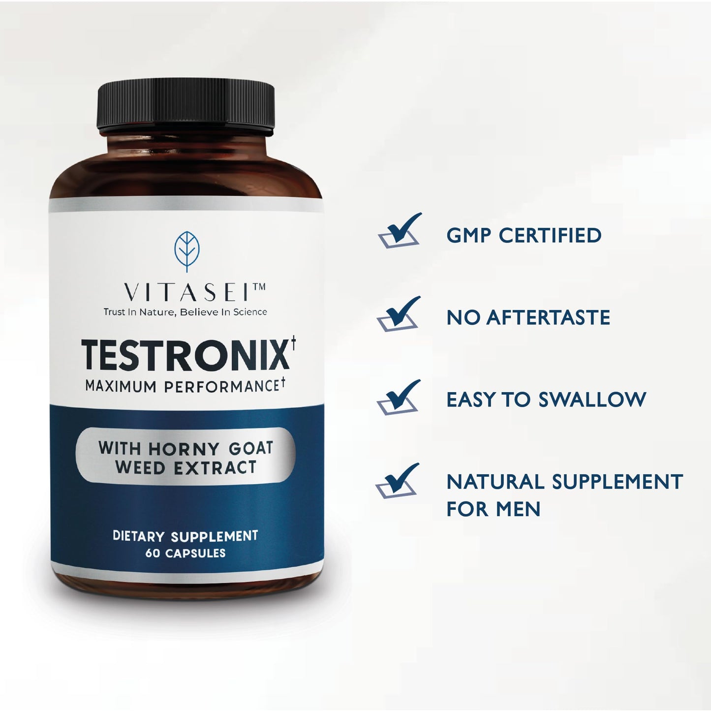 VITASEI Testronix Supplement - Energy and Muscle Supplements for Health - 60 Capsules