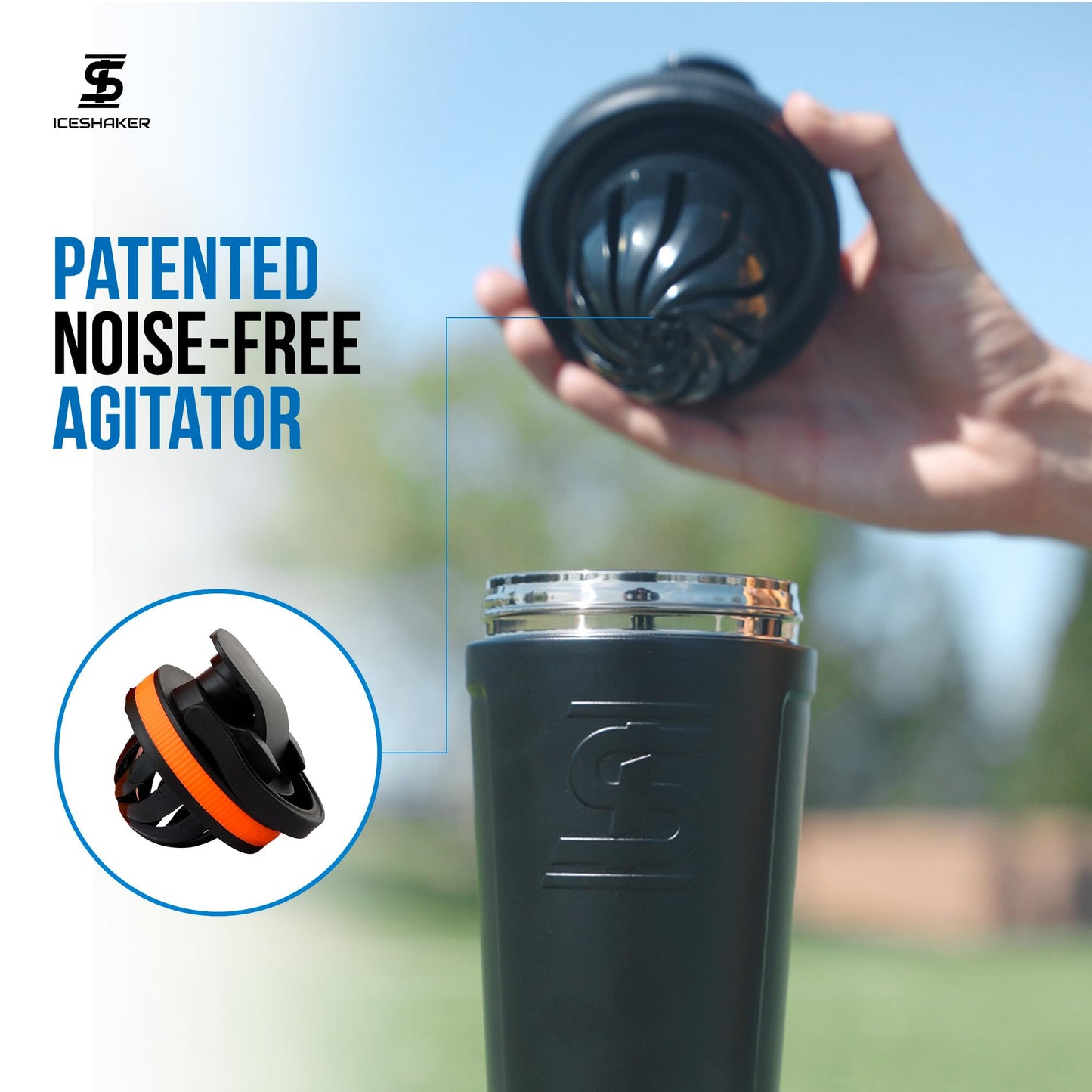 Ice Shaker Dragon Ball Z Stainless Steel Shaker Bottle | 26oz , Goku | Cold for 30+ Hours | Insulated Cup with Twist-on Agitator | Odor-Free Bottle for Protein Shakes, Water, Smoothies, Cocktails