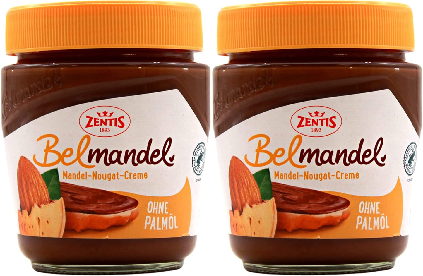 Zentis Belmandel Almond Nougat Cream without palm oil  Bread Nut Spread 2 x 300g 2116 Oz  Germany