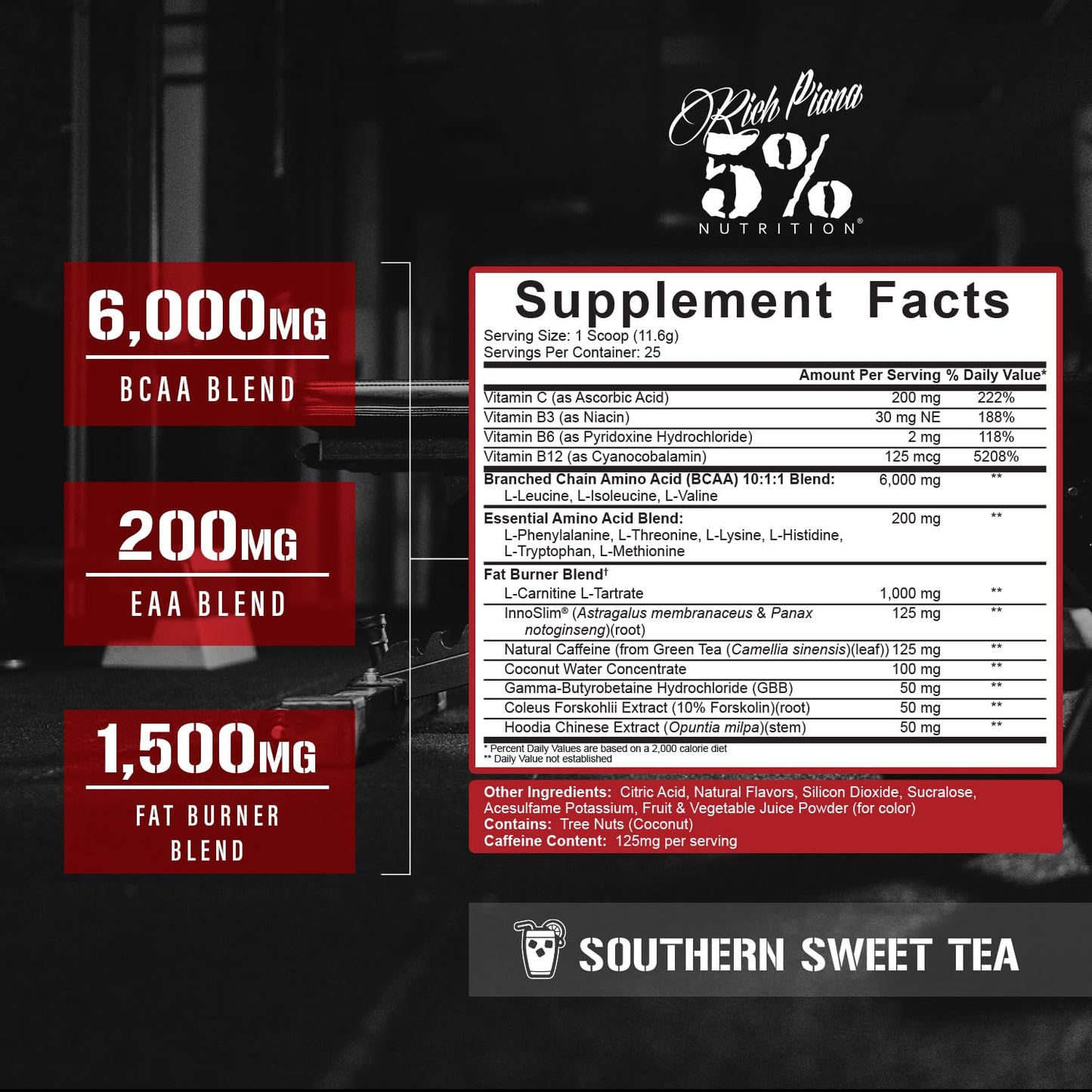 5% Nutrition AllDayYou Shred BCAA Powder | Amino Acid Supplement for Weight Management | Elite Fat Burning & Energy with Hydration, Endurance & Recovery (Southern Sweet Tea)