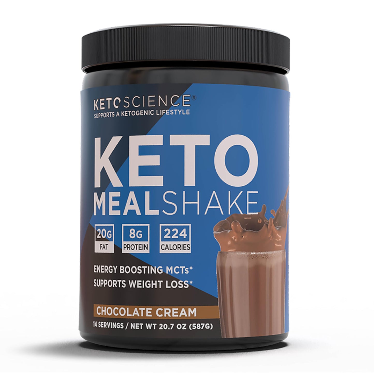 Keto Science Ketogenic Meal Shake Chocolate Dietary Supplement, Rich in MCTs and Protein, Packed with Collagen, Vitamins and Minerals, Keto and Paleo Friendly, Weight Loss, (14 servings), 20.49 Oz