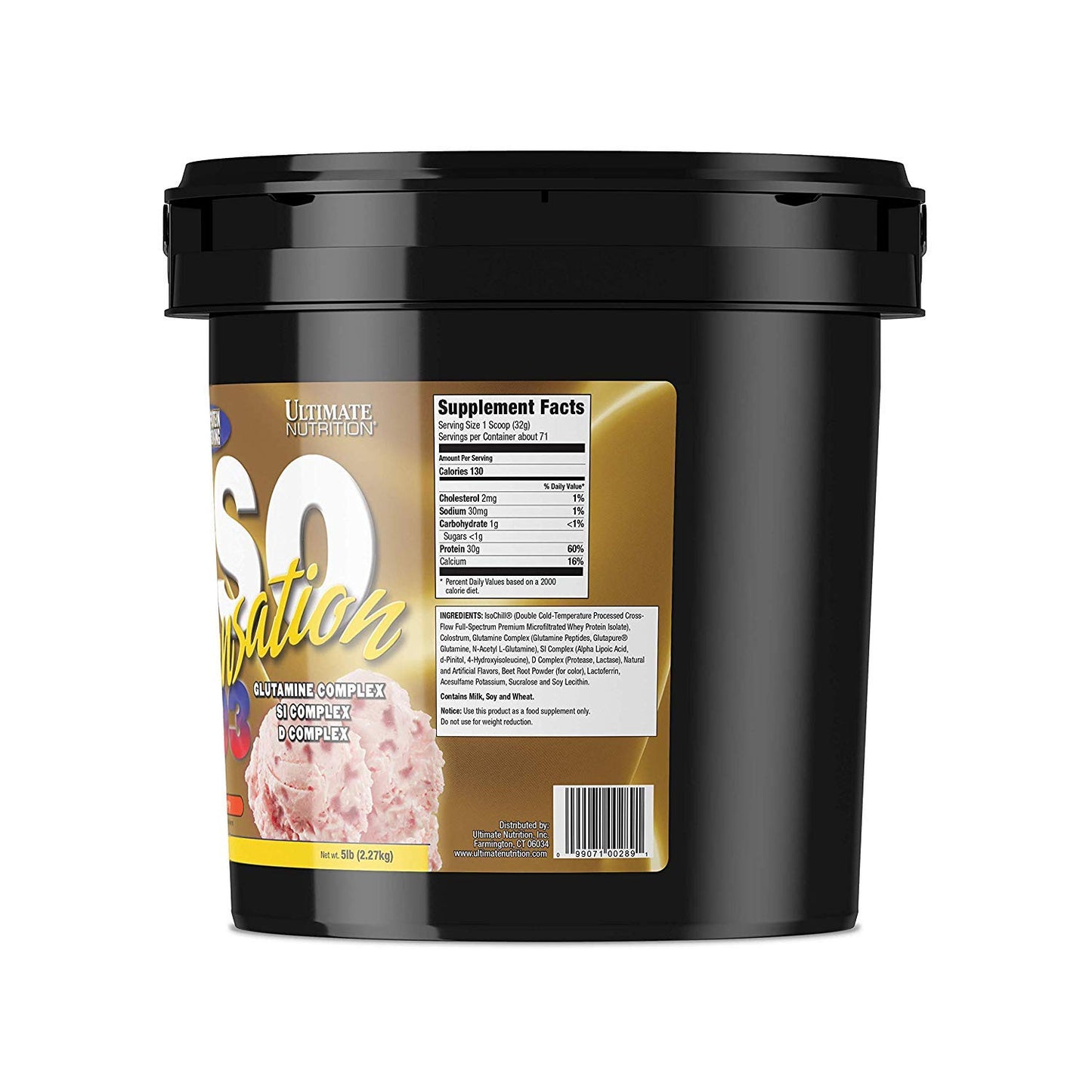 Ultimate Nutrition Iso Sensation 93 with Glutamine, Whey Protein Isolate Powder, 30 Grams of Protein, Low Carb Protein Shakes, Keto Friendly, 5 Pounds, Strawberry Flavoured