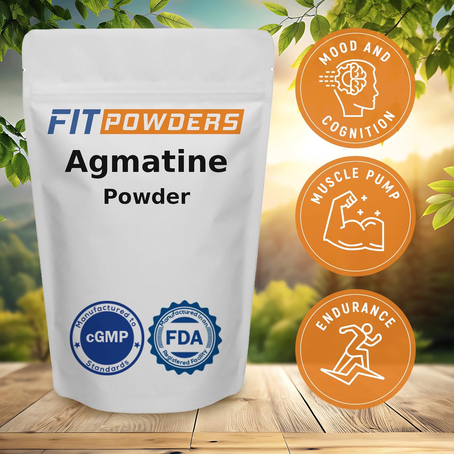 FitPowders Agmatine Sulfate Powder 1 Kilogram (Multiple Sizes) Strength and Pump (Nitric Oxide) 100% Pure Agmatine Powder, Vegan, Gluten-Free