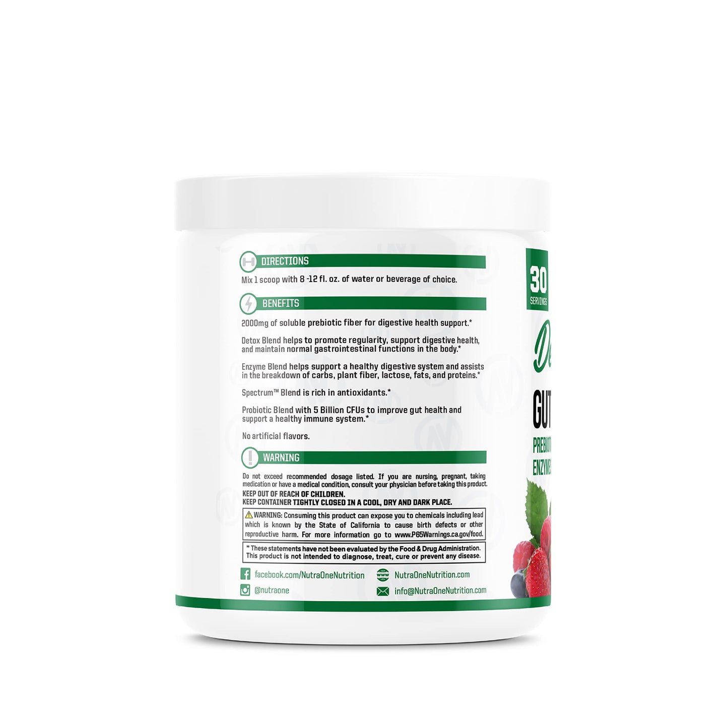 DetoxOne Daily Gut Health Powder for Weight Loss | Daily Detox Cleanse Supports Normal/Health Digestive Function*| Promotes Detoxification*, Boost Energy & Improves Nutrient Absorption*