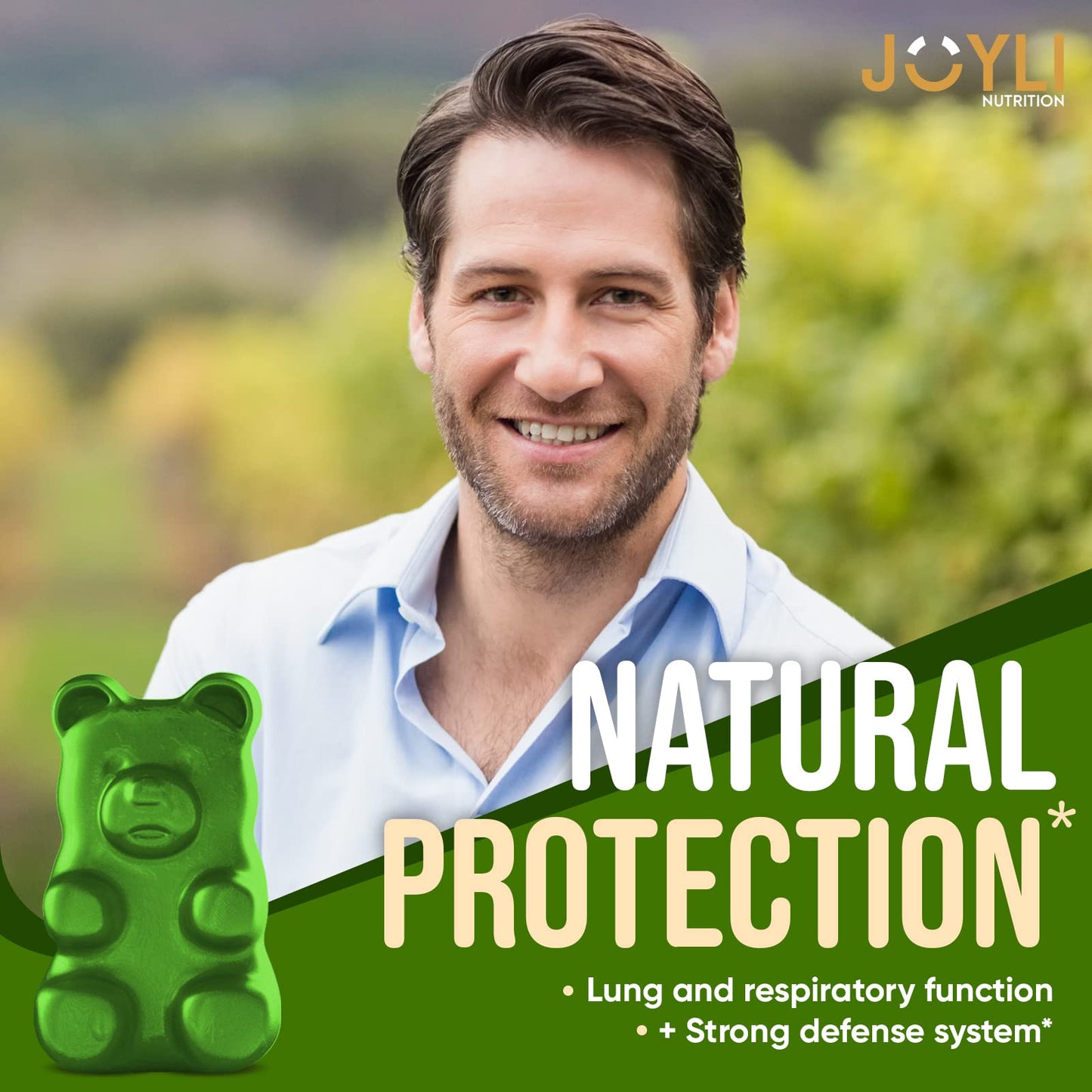 2 Pack - JOYLI Hemp Gummies for Lung Cleanse - Sugar-Free Vegan Gummies with Mullein Leaf, Reishi Mushroom, & Multivitamins - Natural Lung Support Supplement - 60 per Pack
