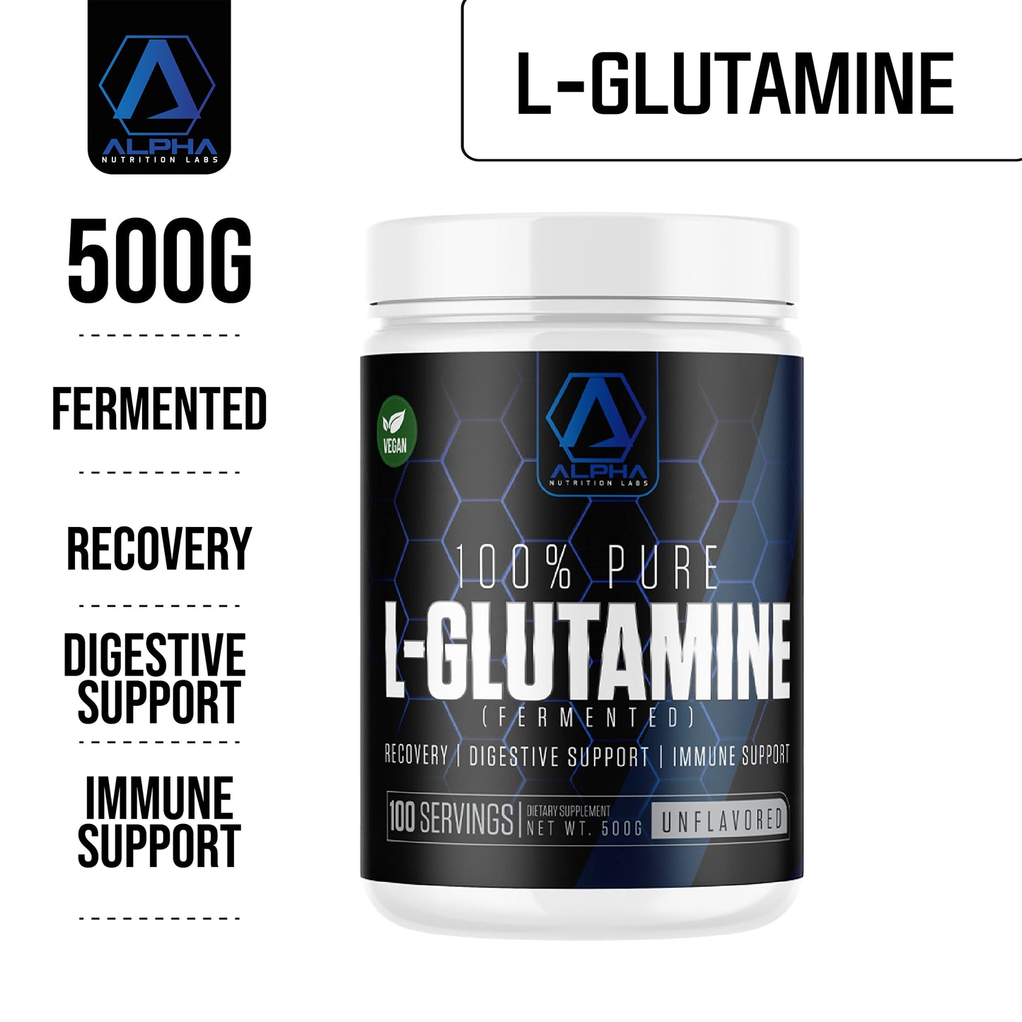 Alpha Nutrition Labs L-Glutamine (Fermented) 500 Grams