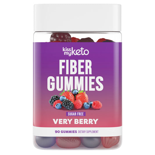 Kiss My Keto Fiber Gummies for Adults Sugar Free - Delicious Berry Flavored Fiber Supplement Gummies for Digestive Health - Prebiotic Fiber Gummies, Gummy Fiber for Adults - 90 Count (1 Pack)