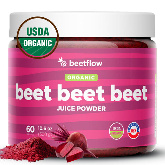 Beet Beet Beet Premium Nitric Oxide Booster & Pre Workout Superfood - Supports Circulation, Heart Health, & Stamina - USA Grown Beet Root Powder, USDA Organic (60 Servings)