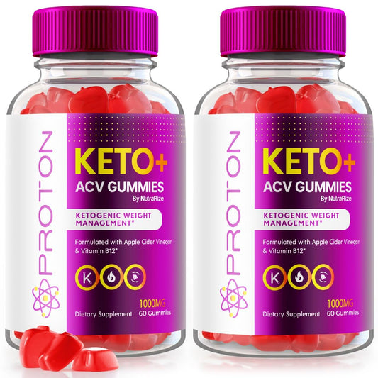 NutraRize (Pack of 2 Proton Keto+ ACV Gummies Advanced Weight Health 1000 MG, Maximum Strength Supplement, Proton Keto Gummy, Gomitas Reviews (120 Gummies)