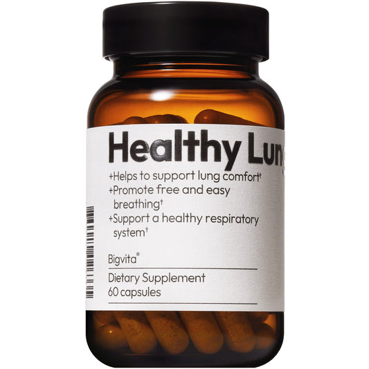 BIGVITA Lung Health Vegan Gluten Free Dietary Lung Support Supplement for Lung Detox & Cleanse, Respiratory Immune Support & Clear Mucus & Relieve Cough, 60 Capsules