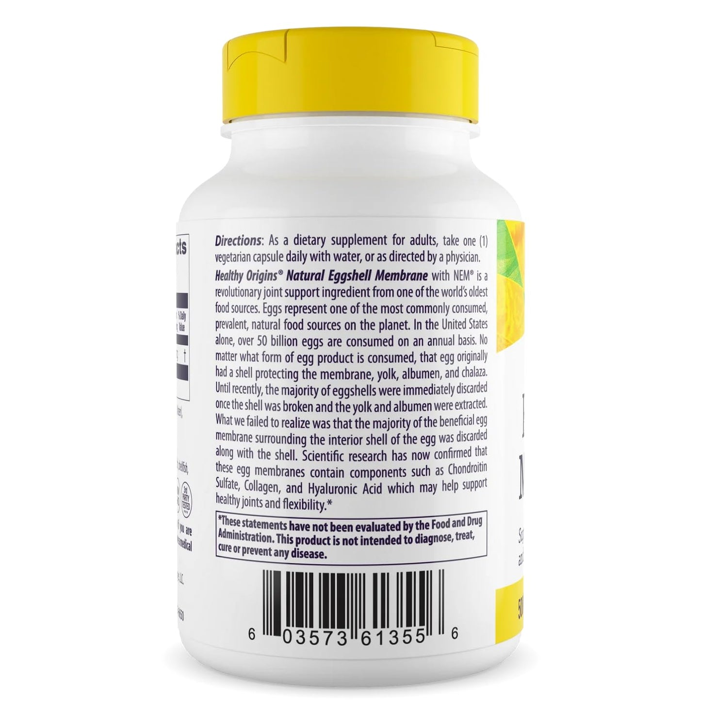 Healthy Origins Eggshell Membrane 500 mg (NEM, Non-GMO, Gluten Free, Joint Support), 60 Veggie Caps