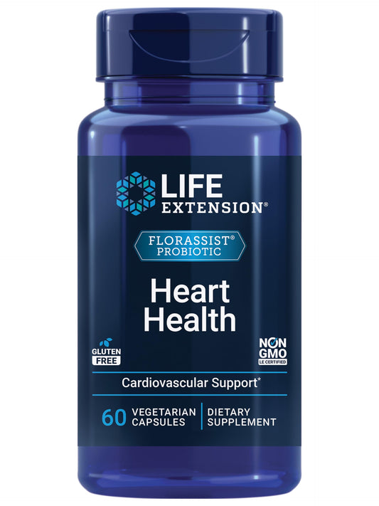 Life Extension FLORASSIST® Probiotic Heart Health, Lactobacillus reuteri 30242, Promotes Heart Health and Already Healthy Cholesterol Levels, Gluten-Free, Non-GMO, Vegetarian, 60 Capsules