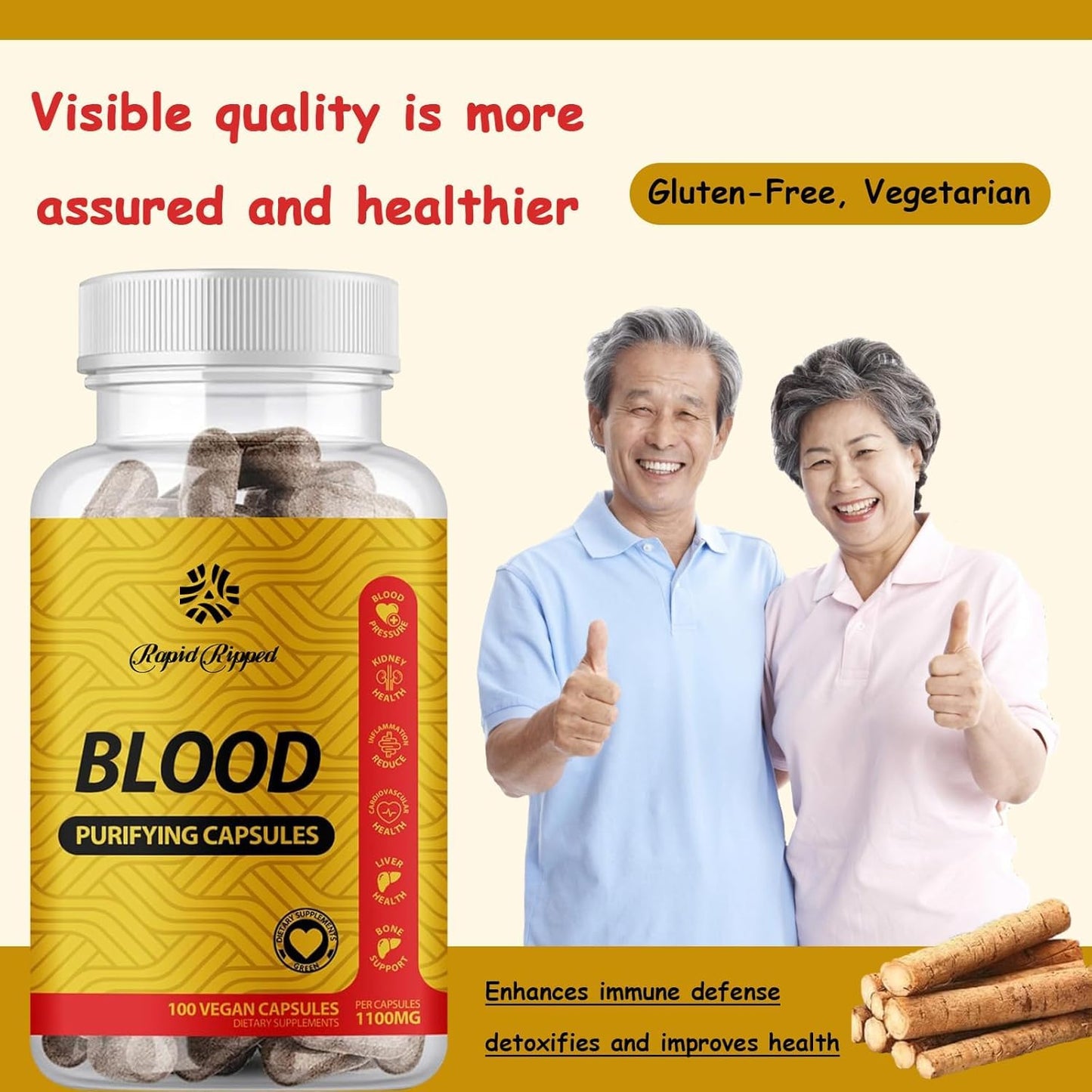 TAFUTY Blood Purifying Capsules Organic, GMO-Free, Gluten Free, Vegan 1100 mg (1)