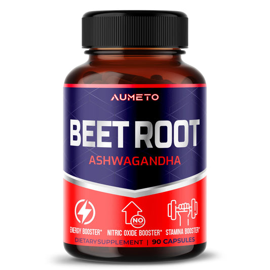 Beet Root Capsules - Enhanced with Ashwagandha for Optimal Blood Flow, Nitric Oxide Production, Energy, Endurance, and Stamina (90 Count (Pack of 1))