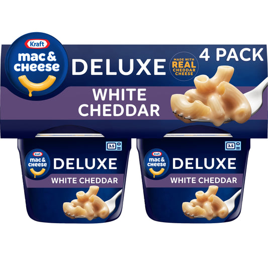 Kraft Deluxe White Cheddar Easy Microwavable Macaroni and Cheese Cups 4 ct Pack 239 oz Cups