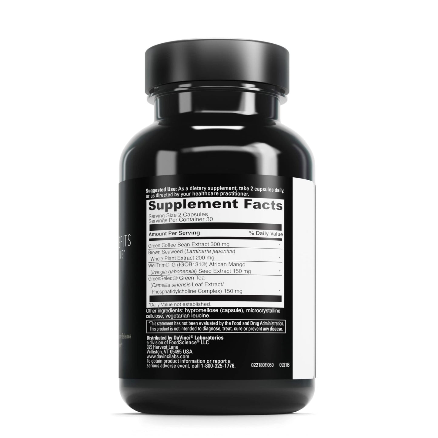 DAVINCI Labs Adipo-Leptin Benefits Dietary Supplement - Hormone Balance Support & Metabolism Support with Green Tea Extract, Green Coffee Bean Extract & More* - 60 Vegetarian Capsules (30 Servings)