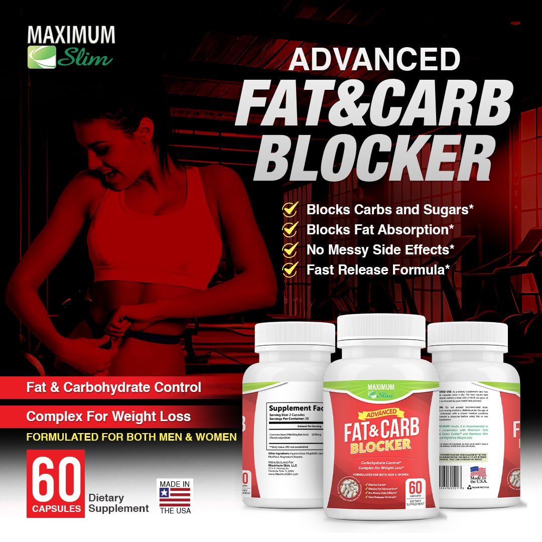 Maximum Slim Fat & Carb Blocker Pure Kidney Bean Extract for Weight Loss and Appetite Suppressant,