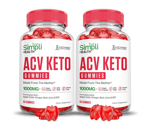 (2 Pack) Simpli Health Keto ACV Gummies Advanced Formula 1000MG Ketonature Keto Gummies Apple Cider Vinegar Formulated with Pomegranate Beet Juice Powder B12 Vegan Non GMO 120 Gummys