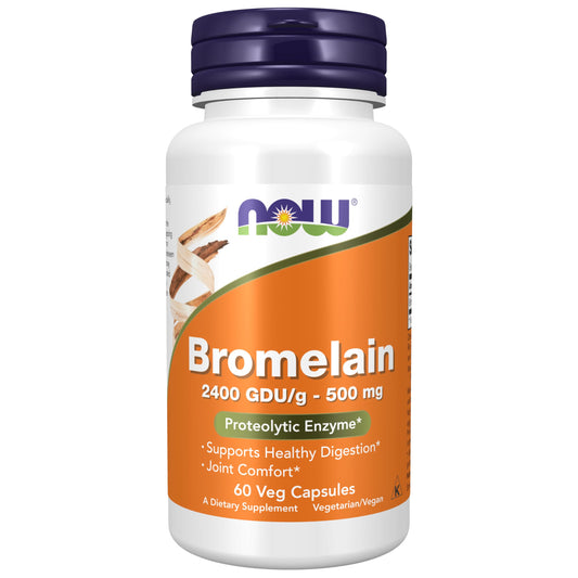 NOW Foods Supplements, Bromelain (Natural Proteolytic Enzyme) 2,400 GDU/g - 500 mg, Natural Proteolytic Enzyme*, 60 Veg Capsules