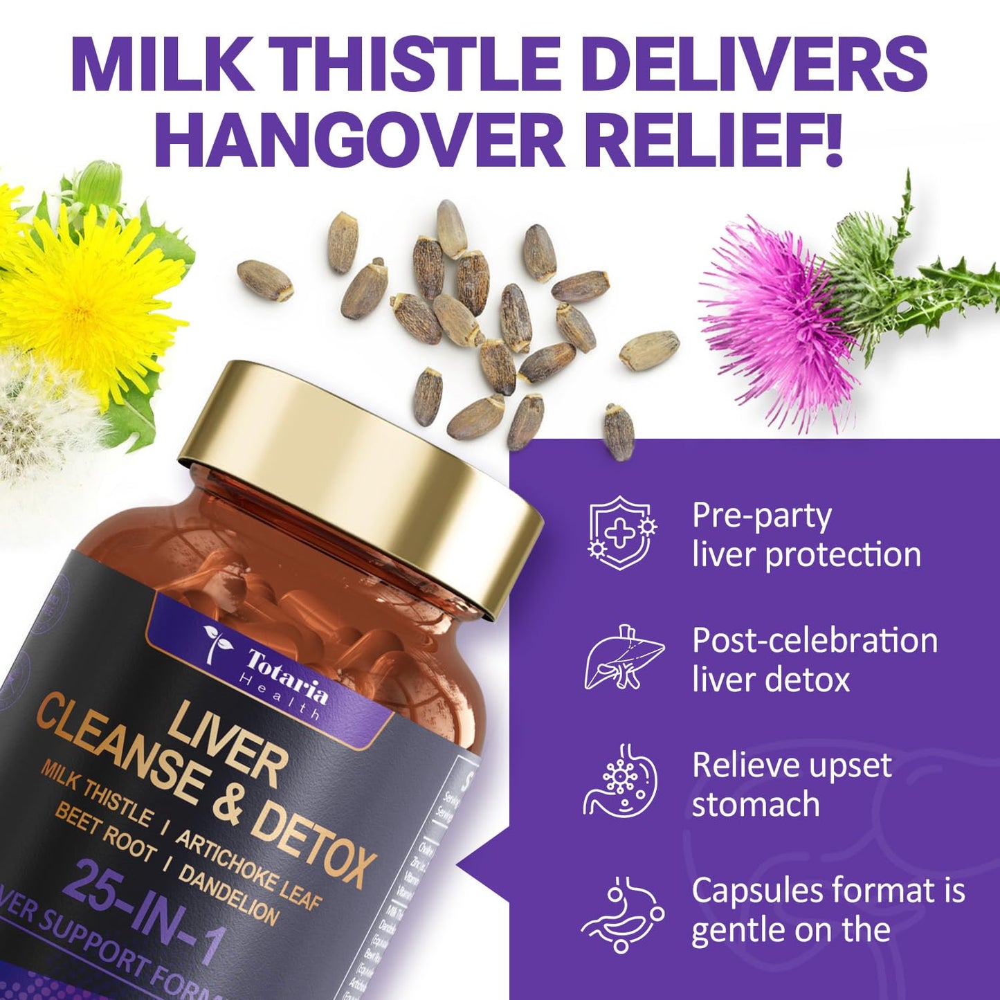 Liver Cleanse Detox & Repair 25-in-1 with Milk Thistle,Dandelion Root,Beetroot, Artichoke Extract for Liver Health Herb Liver Support Supplement Vitamins Zinc, Choline 90 Vegan Capsules