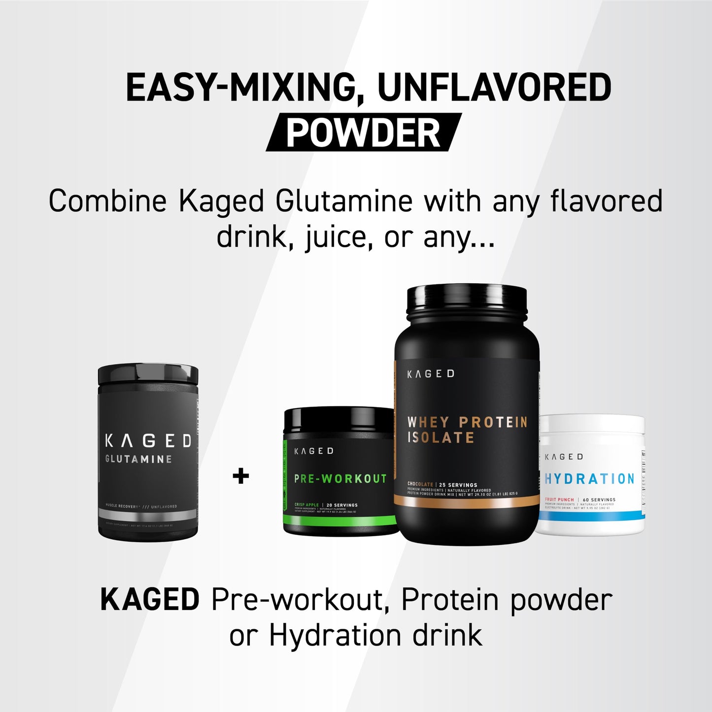 Kaged Muscle, L-Glutamine Powder 500 Gram, Vegan, Support Muscle Recovery, Post Workout, Glutamine, Banned-Substance Free, Unflavored, 100 Servings