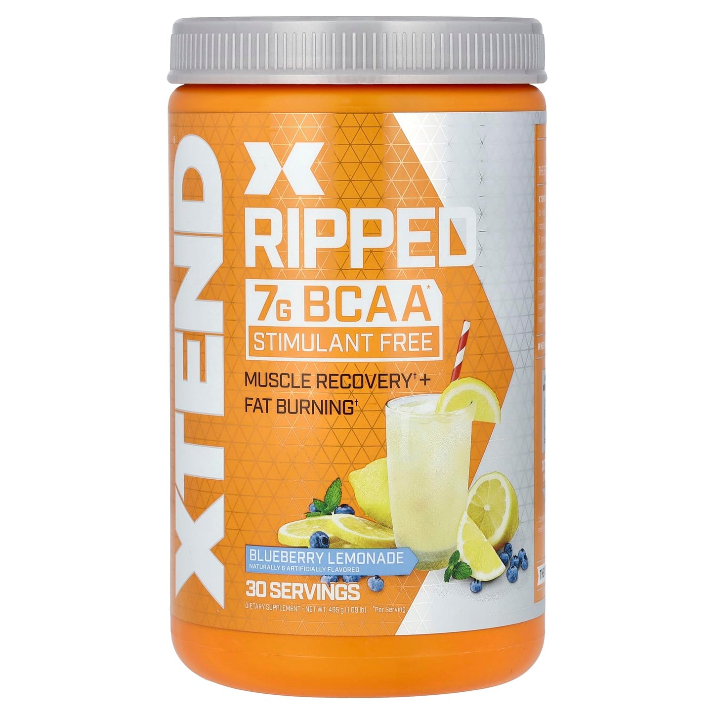 Xtend XTEND Ripped BCAA Powder Blueberry Lemonade - Cutting Formula + Sugar Free Post Workout Muscle Recovery Drink with Amino Acids - 7g BCAAs for Men & Women - 30 Servings