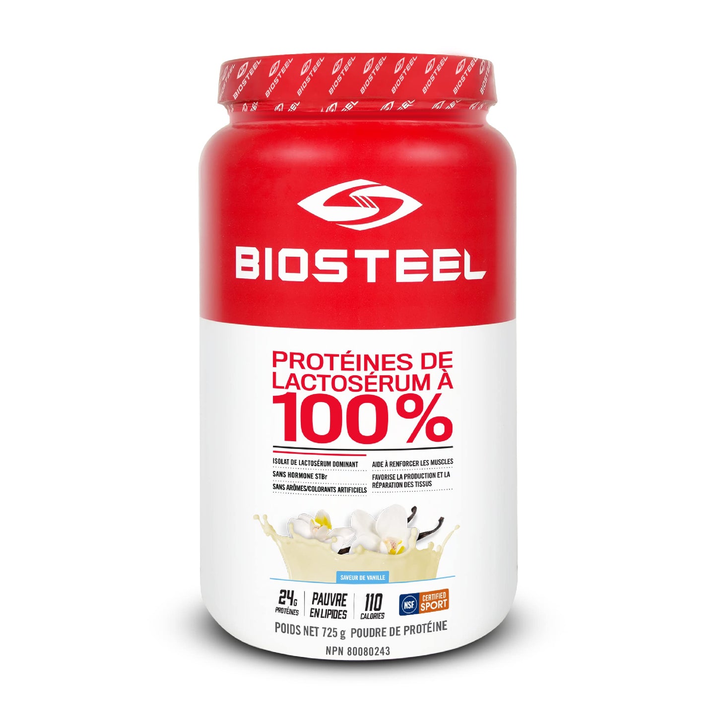BioSteel Sports Vanilla 100% Whey Protein Powder Supplement, rBGH Hormone Free & Non-GMO Post Workout Formula, 25 Servings, 25.5 Ounces Trusted by Pro Athletes, NSF for Sport