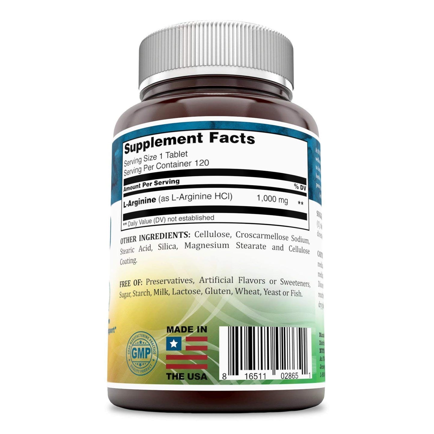 Nutri Essentials L-Arginine 1000 Mg 120 Tablets Dietary Supplement - Supports Cardiovascular Health - Supports Immune System Functions - Promotes Blood Circulation