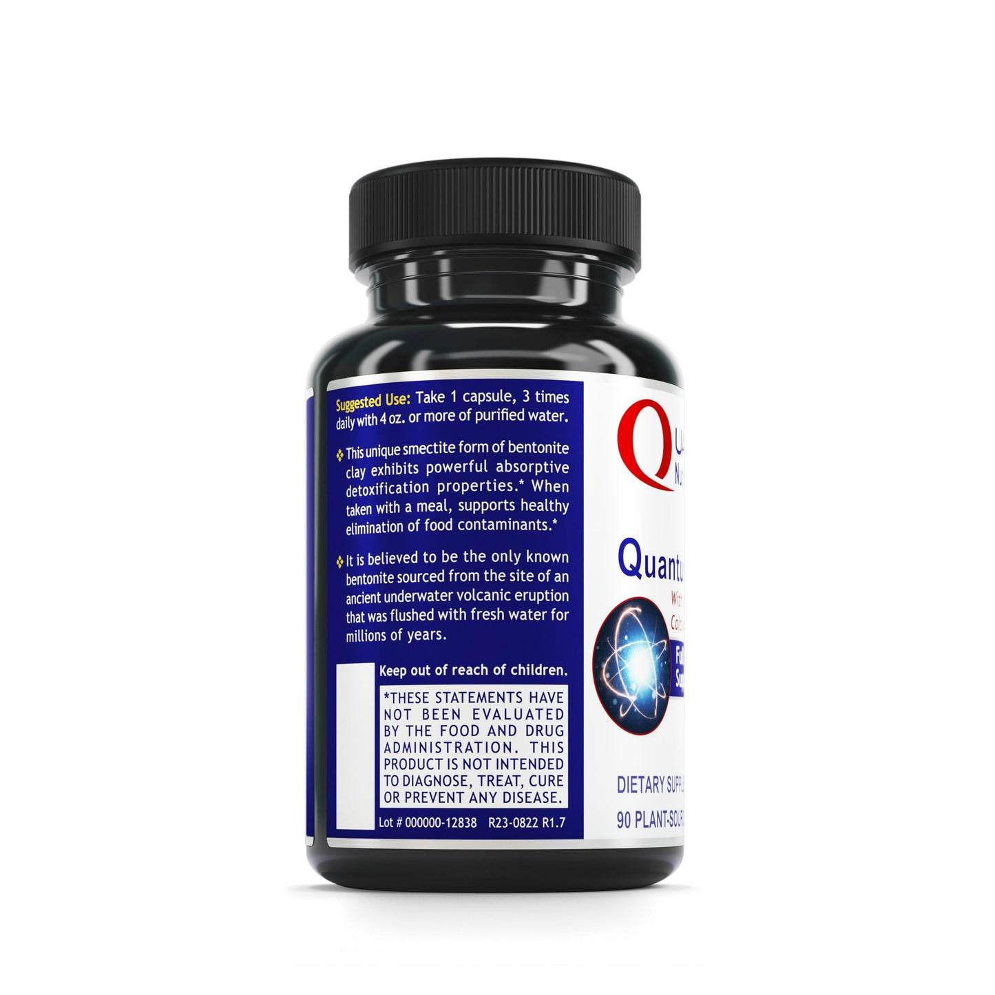 Quantum Nutrition Labs Quantum Detox - Bentonite Clay Capsules, Food Grade Organic Capsules, Calcium Bentonite Clay Supplements for Men and Women - 90 Plant-Source Capsules