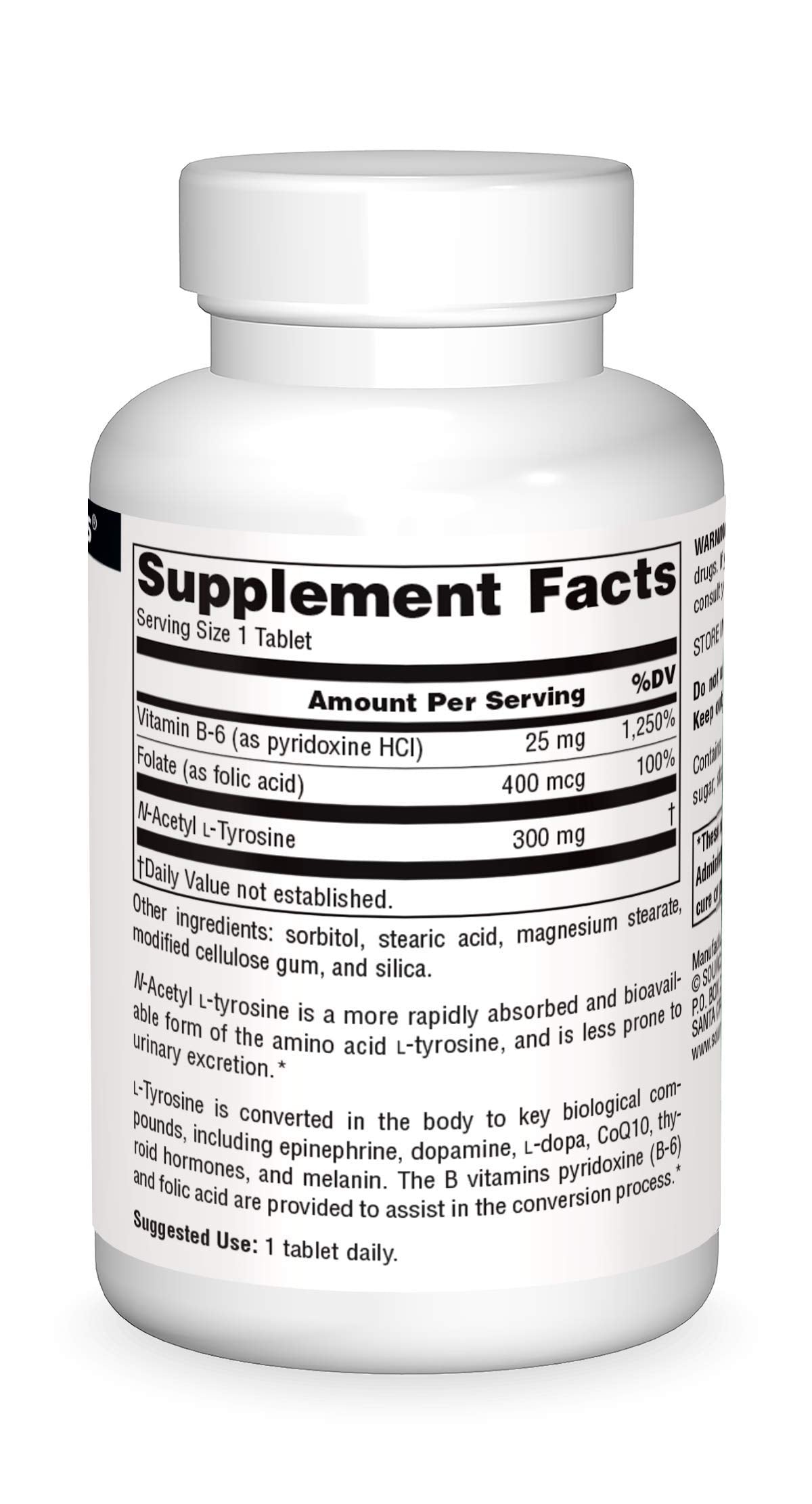 Source Naturals N-Acetyl L-Tyrosine Dietary Supplement - 120 Tablets